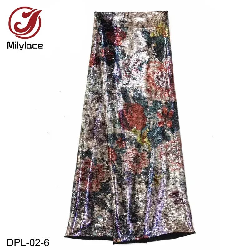 Color 6 Milylace блестящая Кружевная Ткань 5 ярдов нигерийские кружева сеточка ткань с блестками цветочный узор для вечеринки одежда DPL-02 - Цвет: Color 6