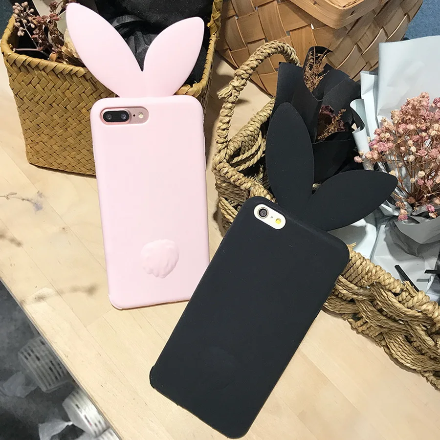 LANCASE 5.5 inch for iPhone 7 Plus Case Silicone Cute Cartoon Rabbit 3D Cover Girls Soft Candy Shell | Мобильные телефоны и