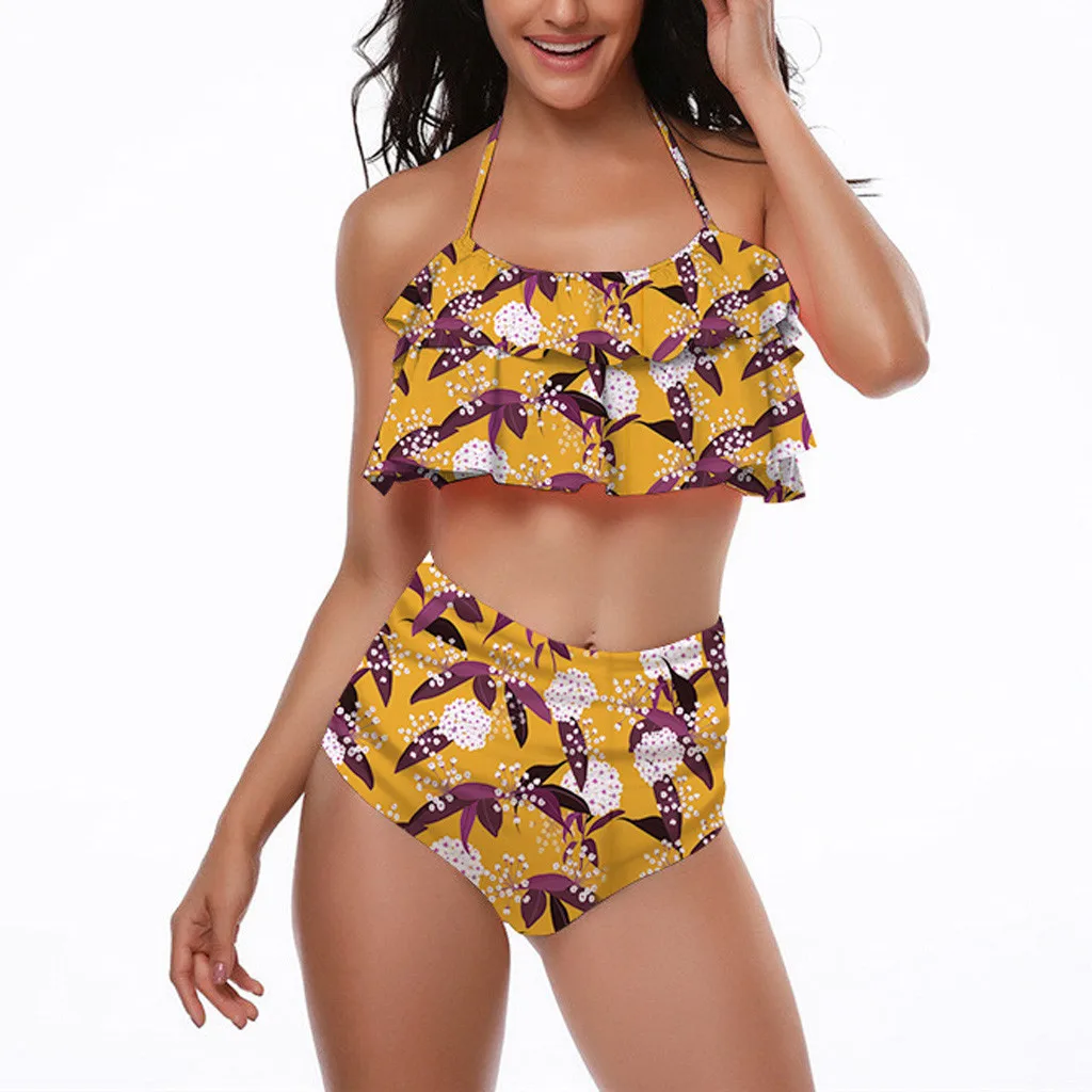 SAGACE двухсекционные костюмы Подтяжки купальники мульти Купальник с оборками