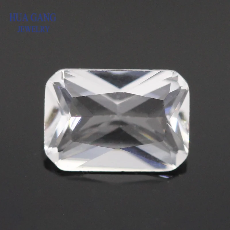

White Color Octangle Shape Rectangle Cut Loose Glass Beads Synthetic Gems For Jewelry Size 3x5~18x25mm Free Shipping