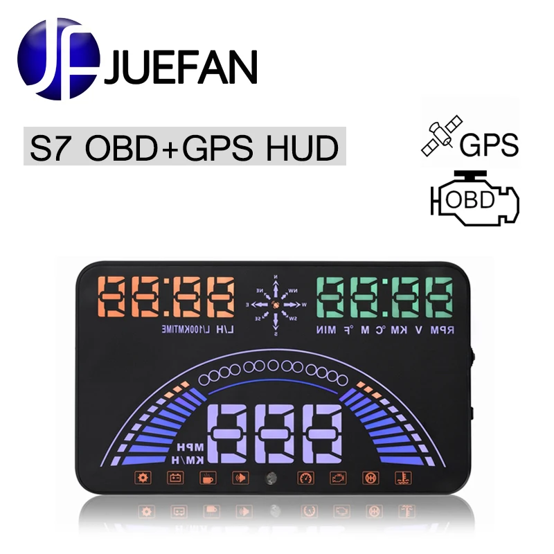 Новый S7 HUD Дисплей автомобиля с OBD 2 + GPS автоматический диагностический сканер