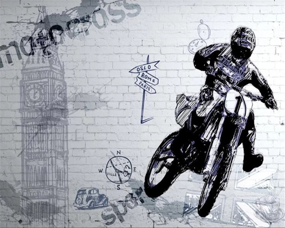 Beibehang behang Moto Bar K TV водонепроницаемый фон для телевизора кирпичные обои 3D