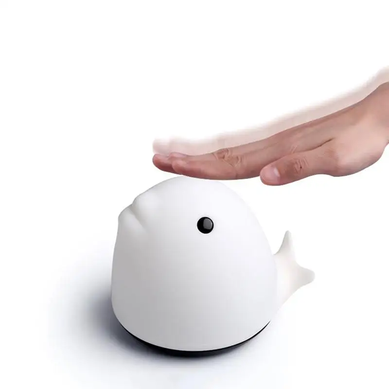 Soft Silicone LED Night Light Adorable Children Nursery Lamp Sensitive Tap Control Whale-shaped Mini Pat Lights USB Rechargeable | Лампы и