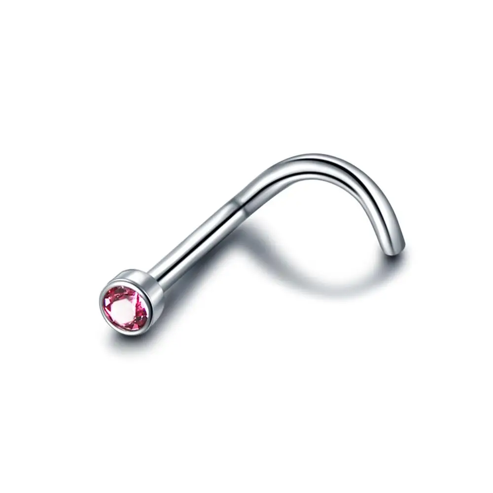 Rose 1 шт. G23 титановый ноздри винт плоский Кристалл нос пирсинг носа Nez кольцо шпильки носа пирсинг кольца Nariz ювелирные изделия для тела Пирсинг - Окраска металла: Rose
