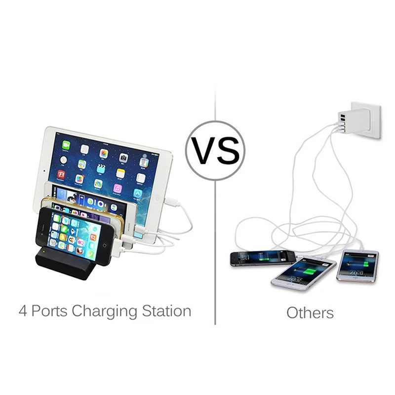 4 USB порты, для мобильных телефонов зарядное устройство дорожная зарядная станция зарядное устройство s док-станция держатель универсальный для смартфона сотового телефона планшета