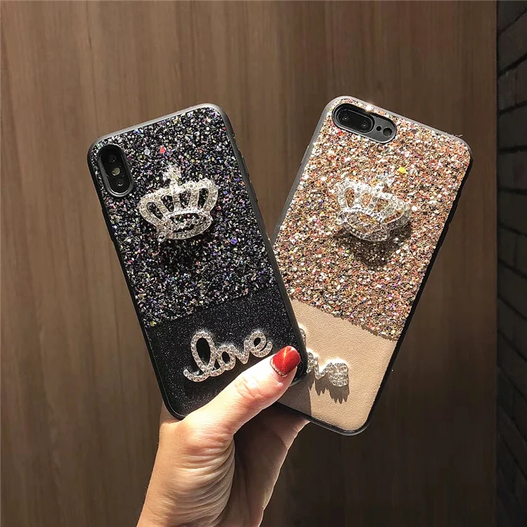 Kuutti 2018 Fashion Rhinestone Crown Bling Glitter Hard PC Phone Cases for iPhone Case 6 Plus 7 8 Luxury Cover Fundas |