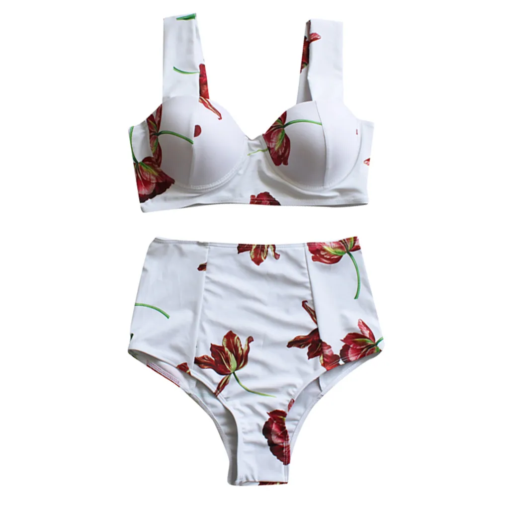 Женский комплект бикини из 2 предметов с розовым принтом однотонный топ