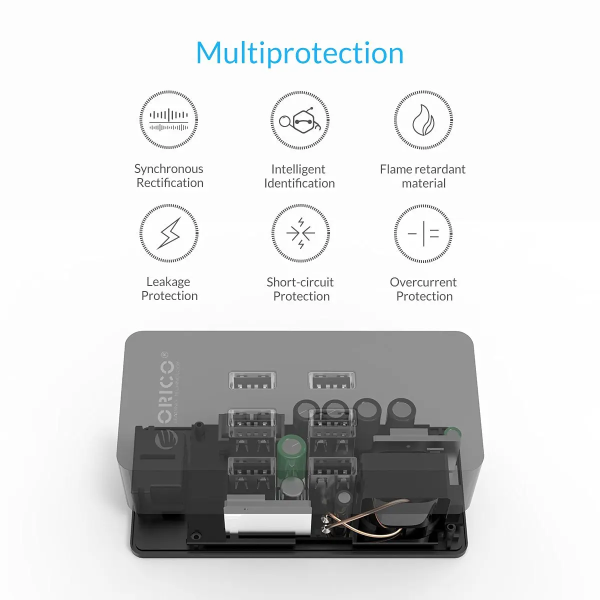ORICO 4 порта USB зарядное устройство 5V2. 4A Макс 20 Вт мини настольное для iPhone 7 7plus iPad Air 2
