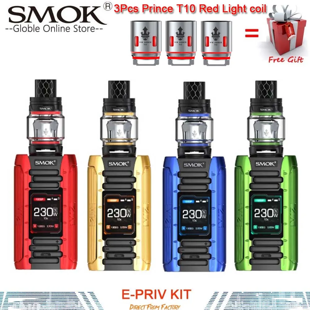 SMOK E priv 230 Вт с 8 мл TFV12 Prince Tank V12 двойной сетчатой катушкой наборы бокс модов vape mod