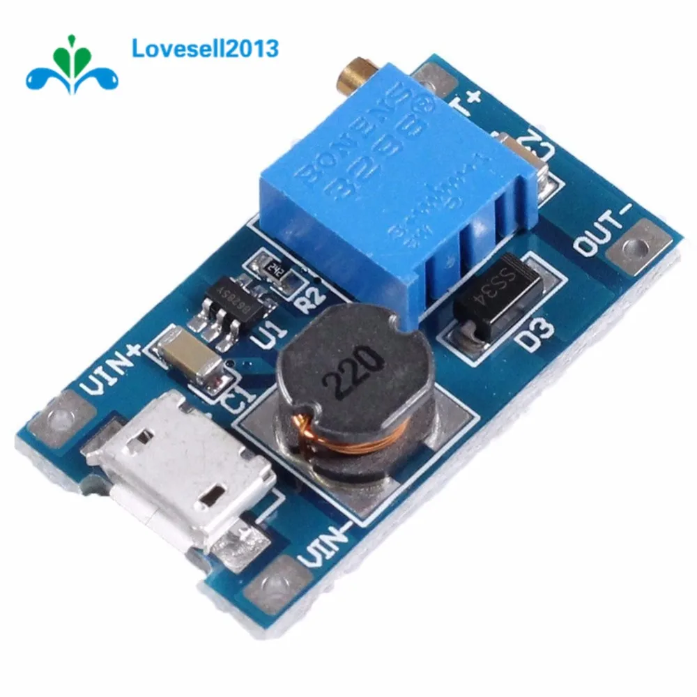 Регулируемый усилитель питания для Arduino сменный увеличивающий Модуль XL6009 2A MT3608