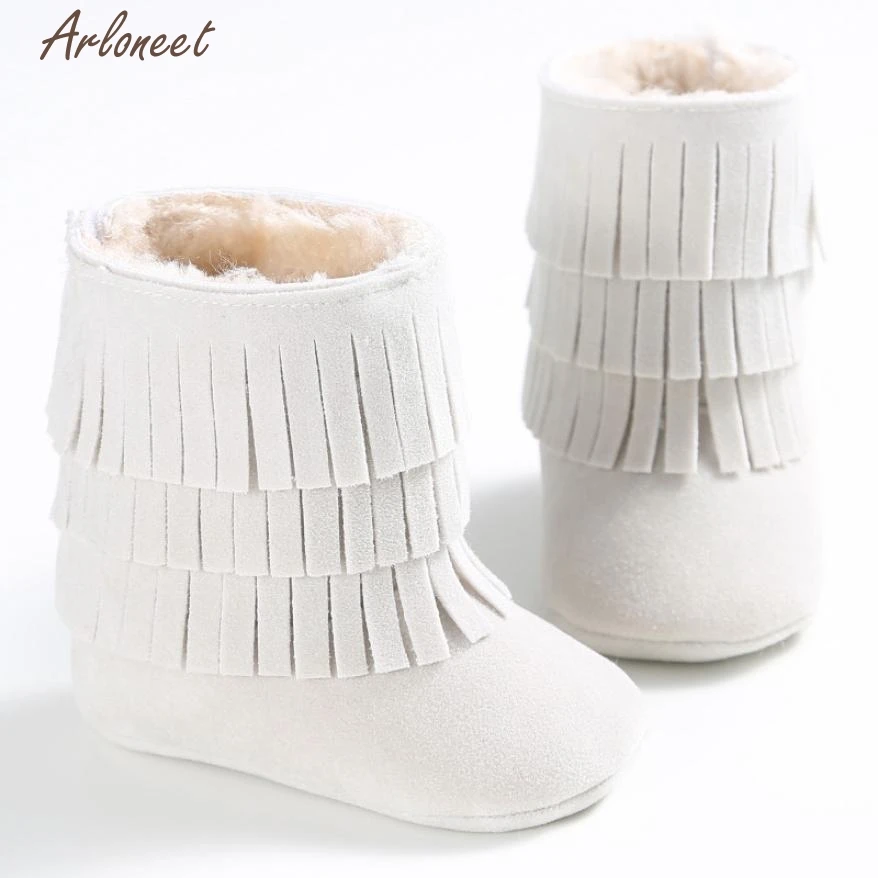 2017 модные теплые двухслойные зимние ботинки с кисточками на мягкой подошве для