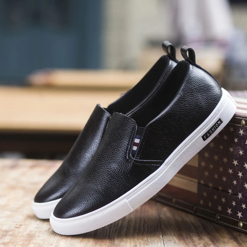 2016 Мода Рауд Toe Скольжения на Мокасины Натуральная Кожа Мужчины Платье Обувь