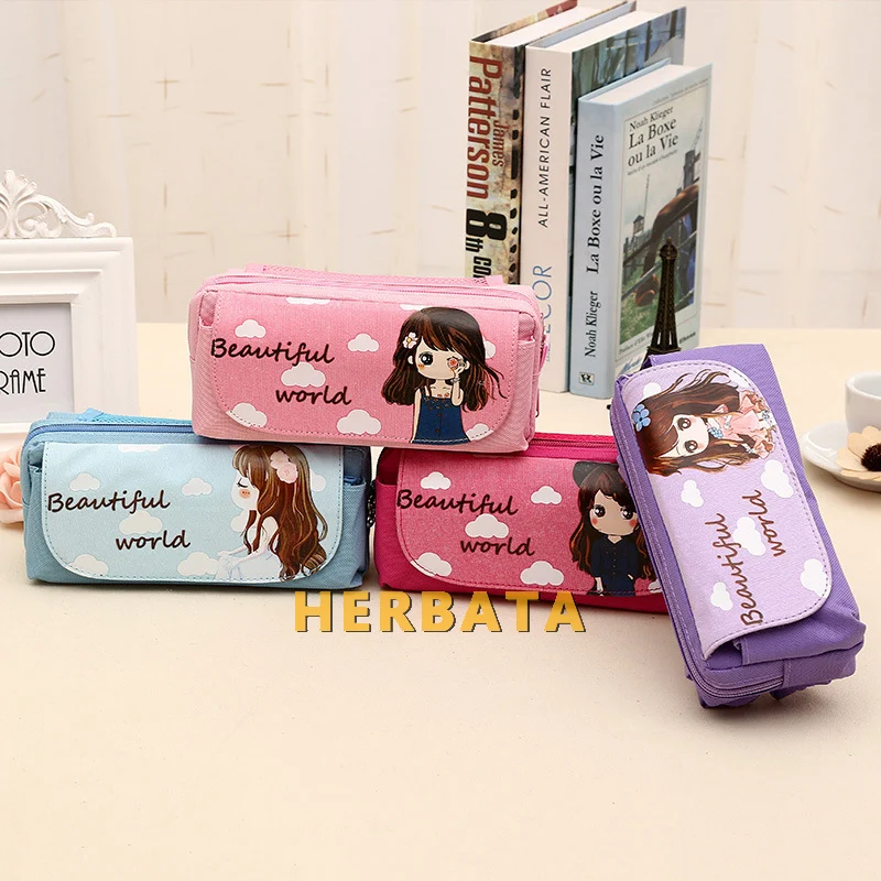 Многофункциональный холщовый чехол для карандашей большой емкости с