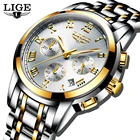 Часы LIGE Мужские кварцевые в стиле милитари, люксовые брендовые модные, из нержавеющей стали с хронографом