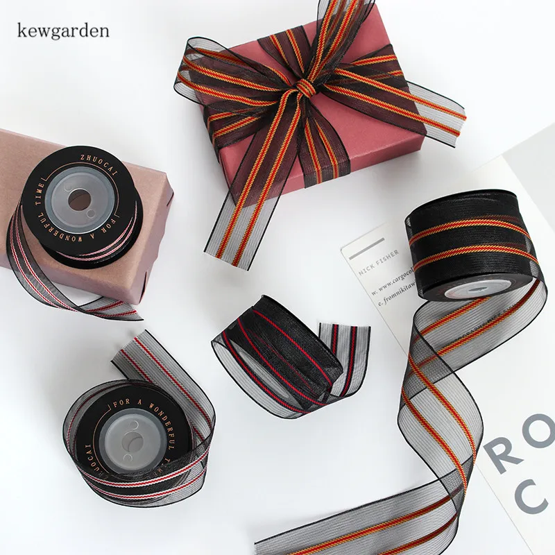 Полосатая лента Kewgarden 1 &quot1 5&quot 25 мм 40 из органзы DIY брошь бант аксессуары атласная