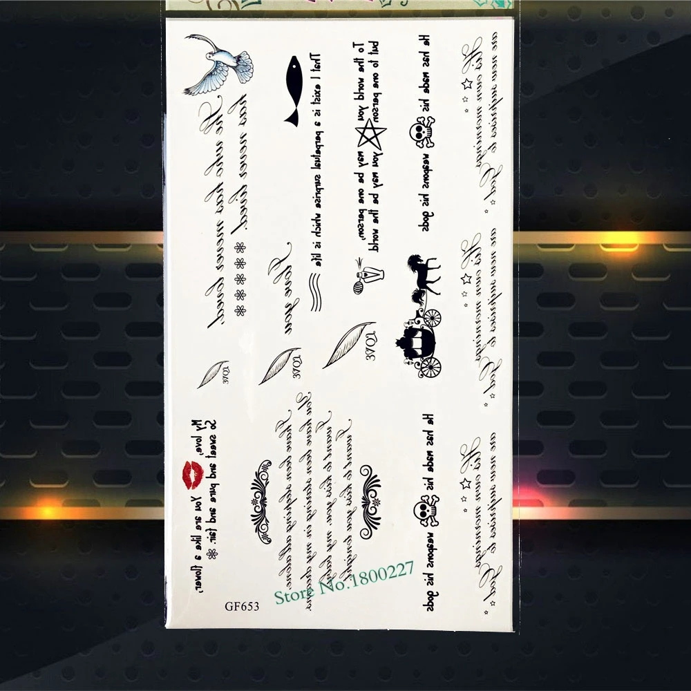 Черные цитаты Водонепроницаемый Временные татуировки стикер s женский боди арт