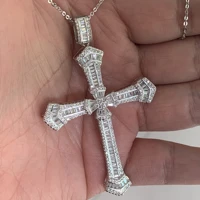 sparkling luxury jewelry 925 sterling silver cross pendant party princess white clear 5a cubic zirconia women wedding necklace