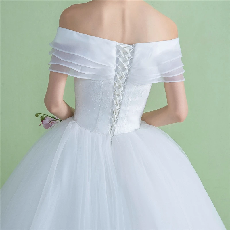 

VLNUO NISA 2018 New Princess Puffy Wedding Dress Criss-Cross Tiered Tulle Boat Neck Vestido De Noiva Plus Sizes Bridal Gowns