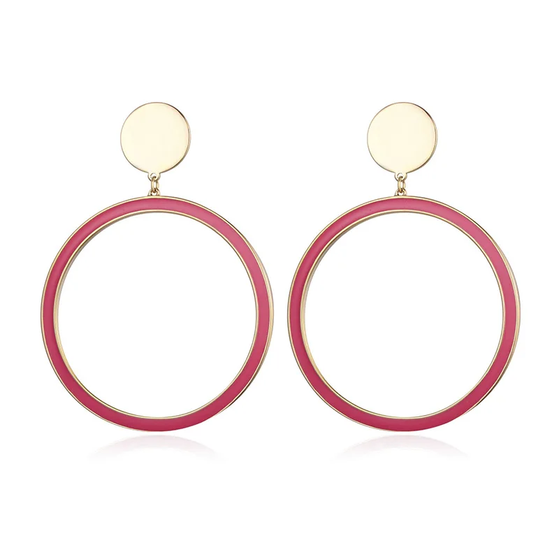 

Red Enamel Round Drop Earring for Women New Alloy Big Circle Pendant Earrings Fashion Jewelry pendientes mujer moda 2021