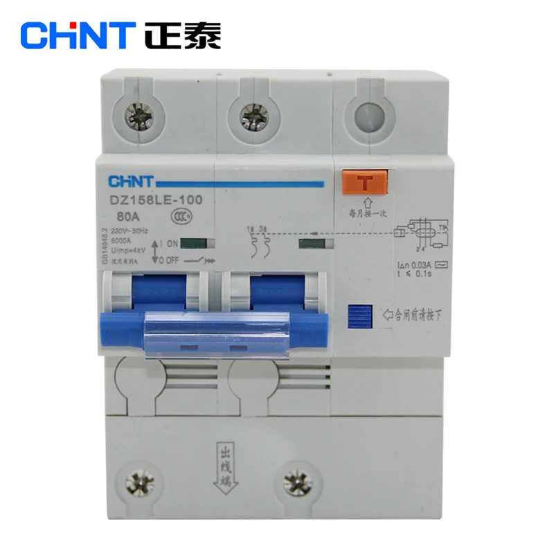 CHNT DZ158LE 100 2P 80A 100A автоматический выключатель остаточного тока RCBO|residual current|residual