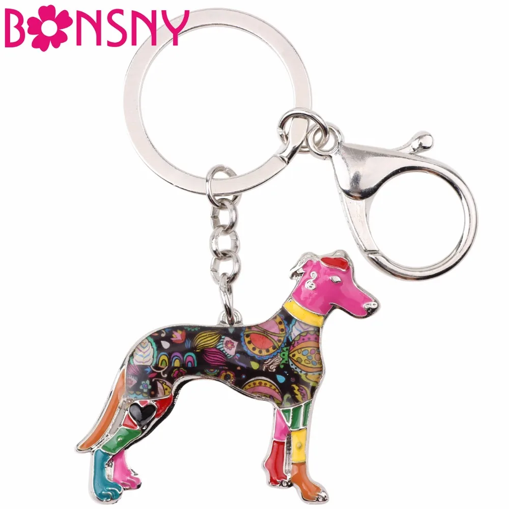 Bonsny Galgos брелок для ключей с собакой Greyhound кольцо ювелирные изделия женщин
