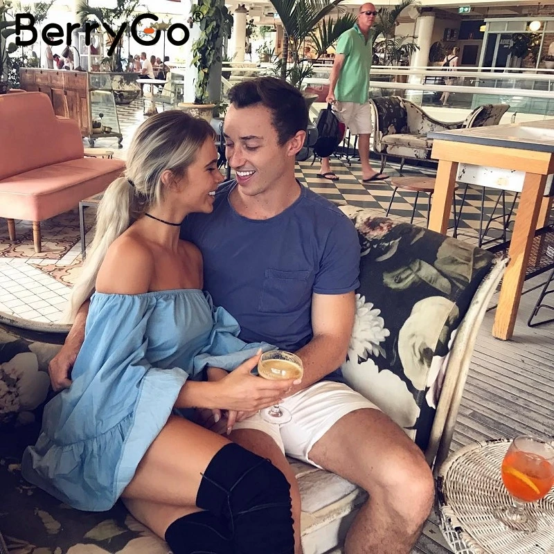 Женский комбинезон с открытыми плечами BerryGo элегантный короткий Повседневный