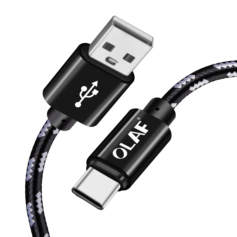 Олаф нейлоновый Плетеный usb type-C кабель для быстрой зарядки USB C кабель для samsung Galaxy S9 S8 Xiaomi Mi 8 Синхронизация данных type-C телефонный кабель