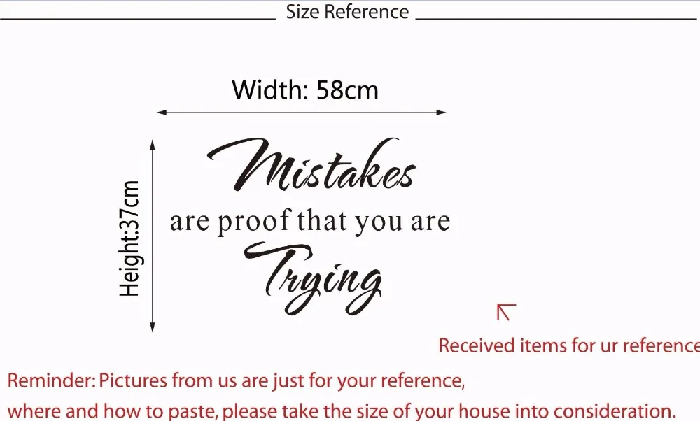 Mistakes Вдохновляющий никогда не отдает цитаты настенные наклейки текст виниловая Съемная стена художественные фрески детская комната спальня домашний декор - Цвет: Mistakes