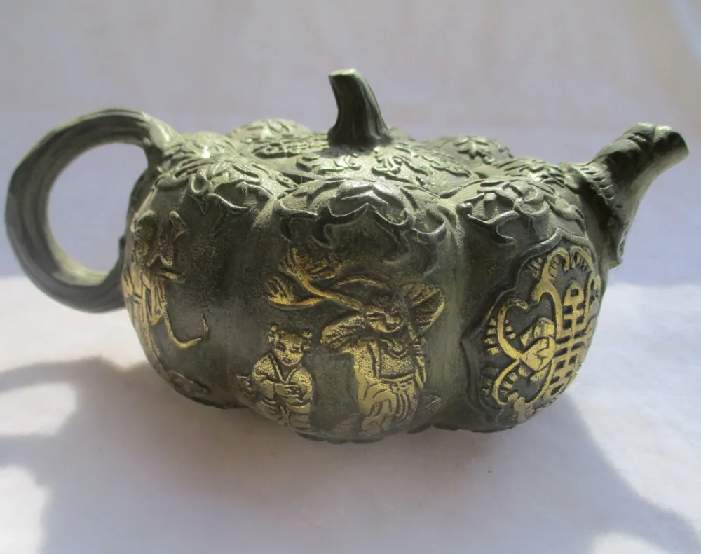 Китайский старинный Бронзовый Золотой позолоченный резной 8 бессмертных