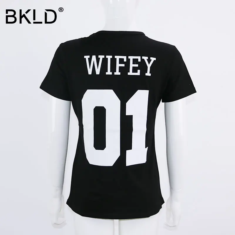 BKLD 2021 летняя модная футболка с надписью WIFEY HUBBY Женская хлопковая коротким