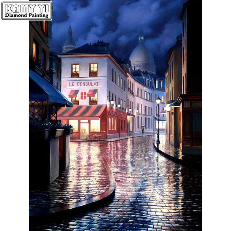 5d diy Алмазная вышивка аллея вид после дождя алмазная крестиком квадратная Стразы