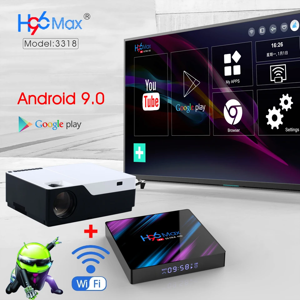 WZATCO 1080P FULL HD светодиодный видеопроектор 5500Lu Android 9,0 wifi поддержка AC3 проектор для игр Кино Домашний кинотеатр
