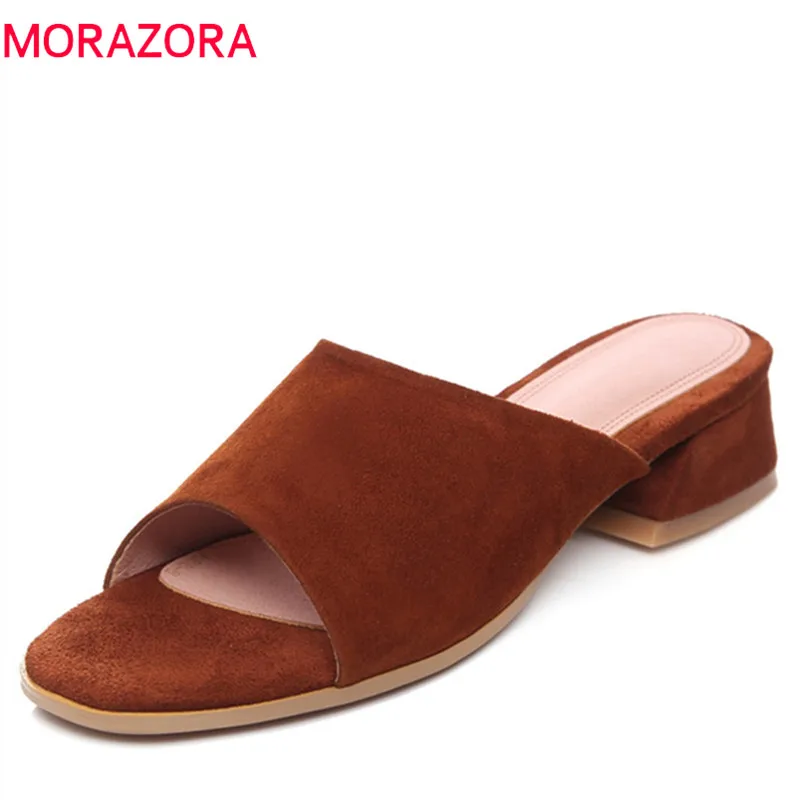 MORAZORA/2020 г. Хит продаж женские босоножки Летняя обувь с открытым носком однотонные