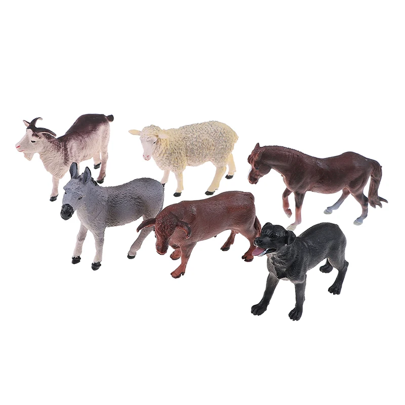 6 шт./компл. имитация фермы животных овец детей собака лошадь Ослик Бык корова