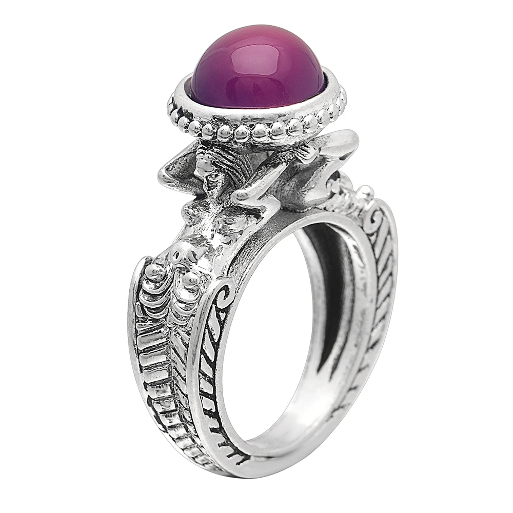 Романтичное женское кольцо принцессы фиолетового цвета с фианитом серебряного