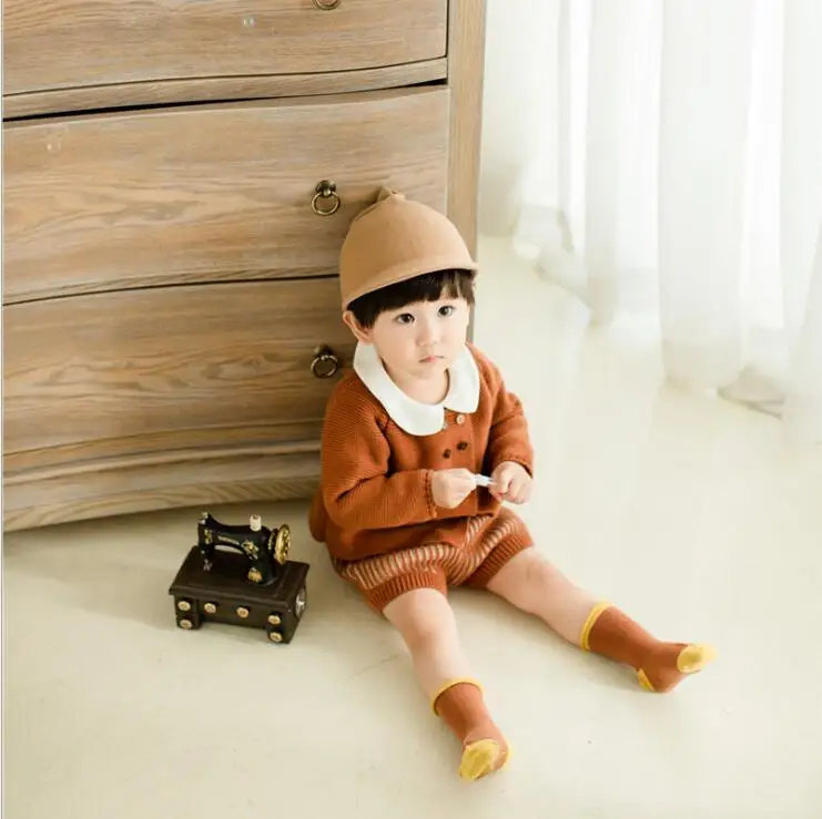 2018 new girls boys 2pcs knitted suits sweater+shorts autumn winter kids sets warm clothes | Детская одежда и обувь
