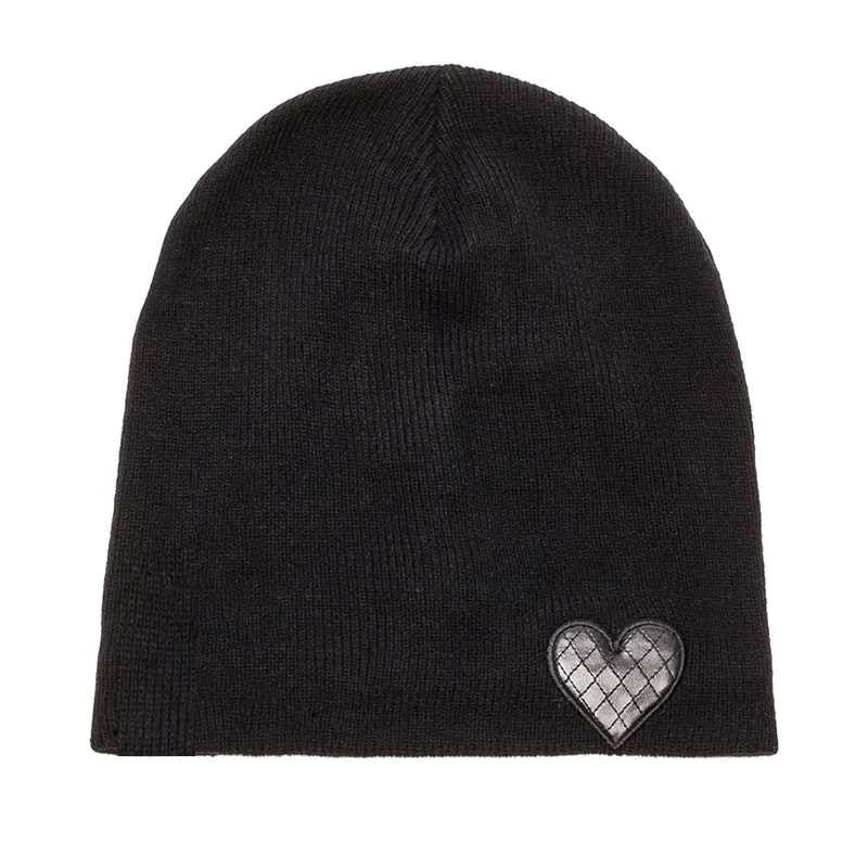 The new spring and summer 2015 European Street fashion love Pu collage knitted bonnet cold cap haoduoyi |