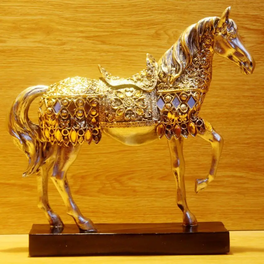 ERMAKOVA Современная креативная полимерная Статуэтка золотистой ходячей лошади