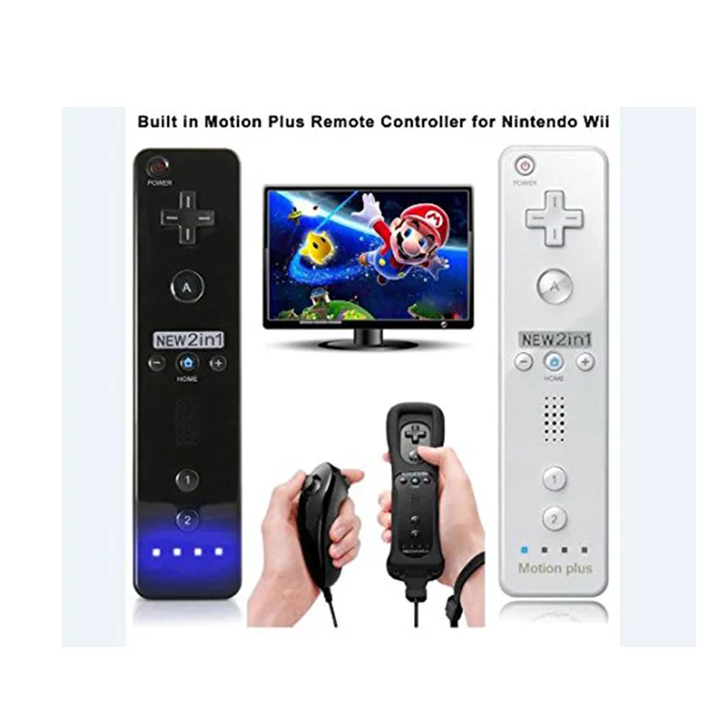 2 в 1 для Nintendo Wii беспроводные пульты дистанционного управления игровой консоли