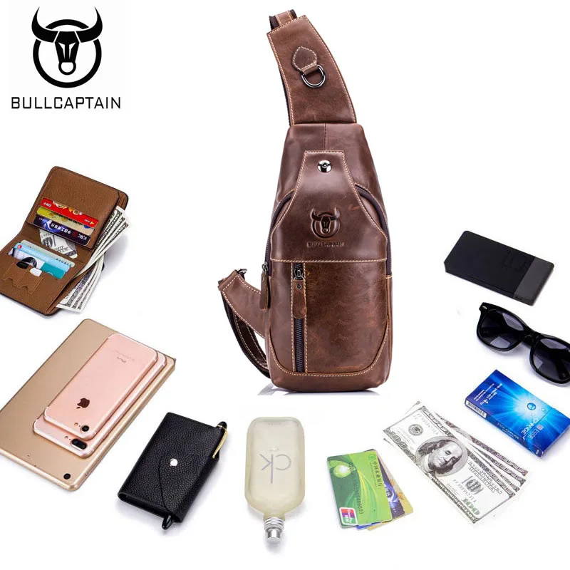 BULLCAPTAIN/модные сумки через плечо из натуральной кожи мужская повседневная сумка