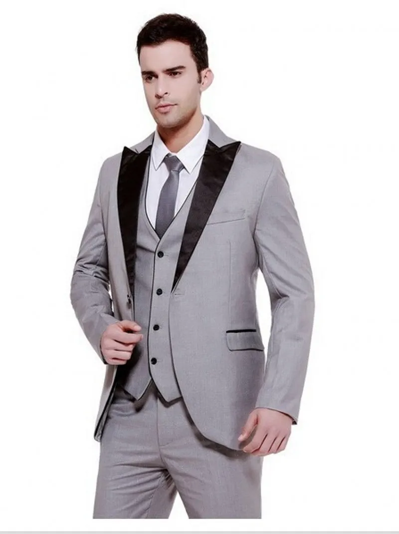 Cheap Dark Grey Black Men Suits Groom Tuxedos Wedding for 4 Pieces (Jacket+Pants+vest+tie) Groomsman Formal Suit | Мужская одежда