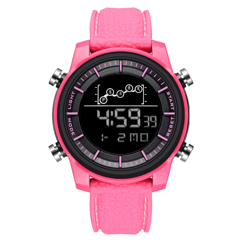 Pink Женские часы, цифровые SMAEL, спортивные часы, водонепроницаемые, с хронографом, наручные часы, светодиодный, с будильником, 1556, розовые, reloj mujer, цифровые часы - Цвет: Pink