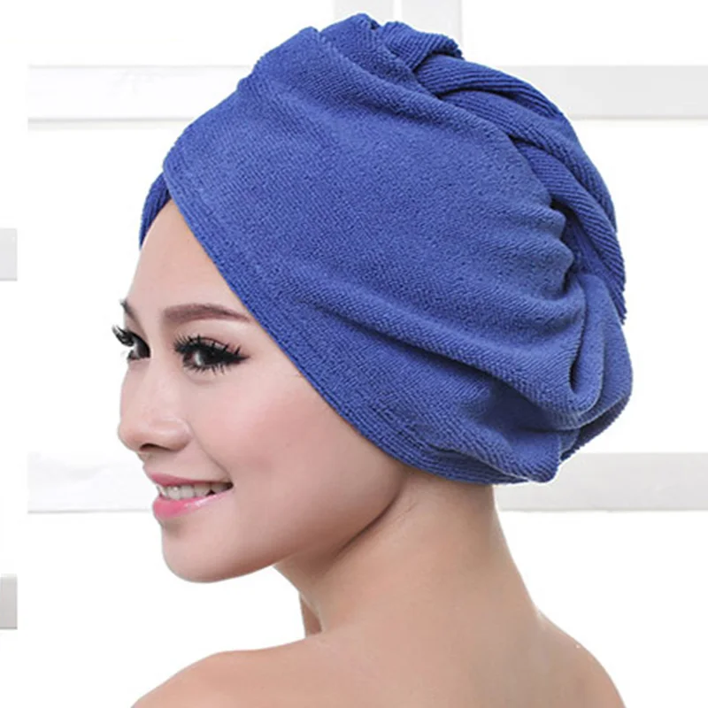 Royal Blue Супер впитывающее полотенце для волос для женщин, для ванной, быстросохнущая, микрофибра, для ванной, шапочка для душа, для волос, сухая шапочка, полотенце для салона, обертка для головы 60*25 см - Цвет: Royal Blue