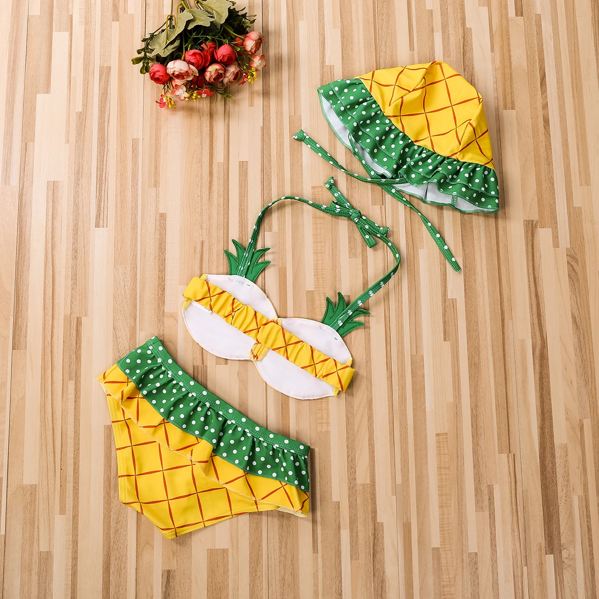 Новый дизайн летний комплект для девочек купальные костюмы ананас маленьких