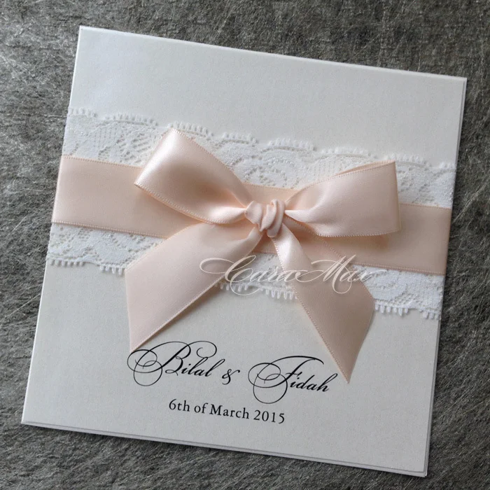Кружевные свадебные приглашения с бантом CA0627|invitations|invitation weddinginvitation lace |