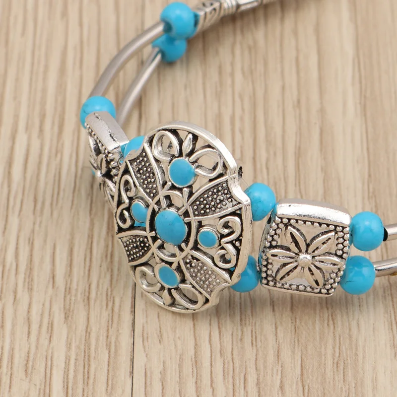 Tenande Boho цыганские бусины из натурального камня цветок браслеты винтажные резные