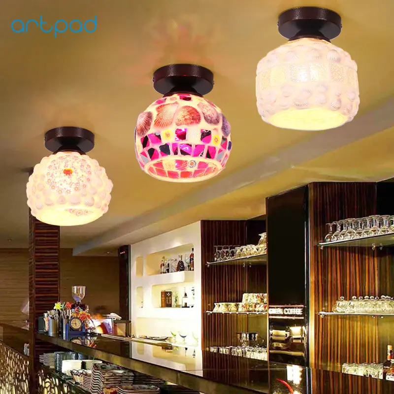 Artpad-Lámparas de mosaico turcas Retro, luces de techo LED para superficie montadas en sala de estar, dormitorio y comedor, E27