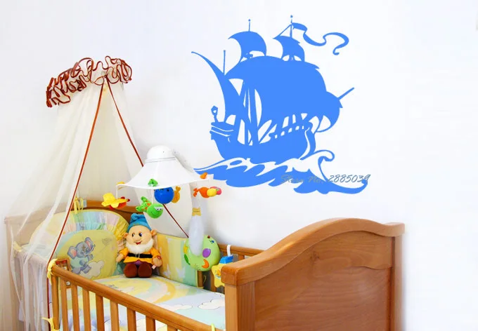 sailing ship Wall Stickrs Bedroom Romantic For Baby Rooms Waterproof Sticky Vinyl Decals Living Room Home Decor Mural LA174 | Дом и сад