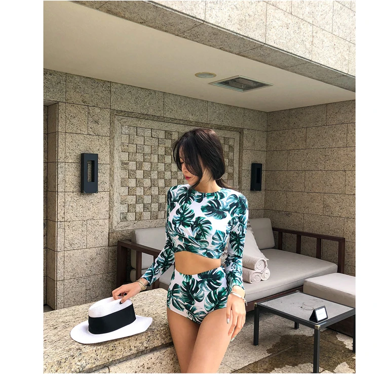 Женский купальник из двух предметов с принтом и чашками пуш ап|Комбинезоны| |