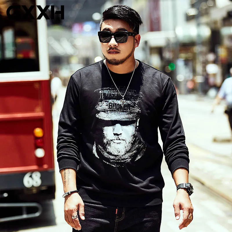 GXXH Мужская толстовка большого размера XXL 7XL с вышитым буквенным принтом свободные
